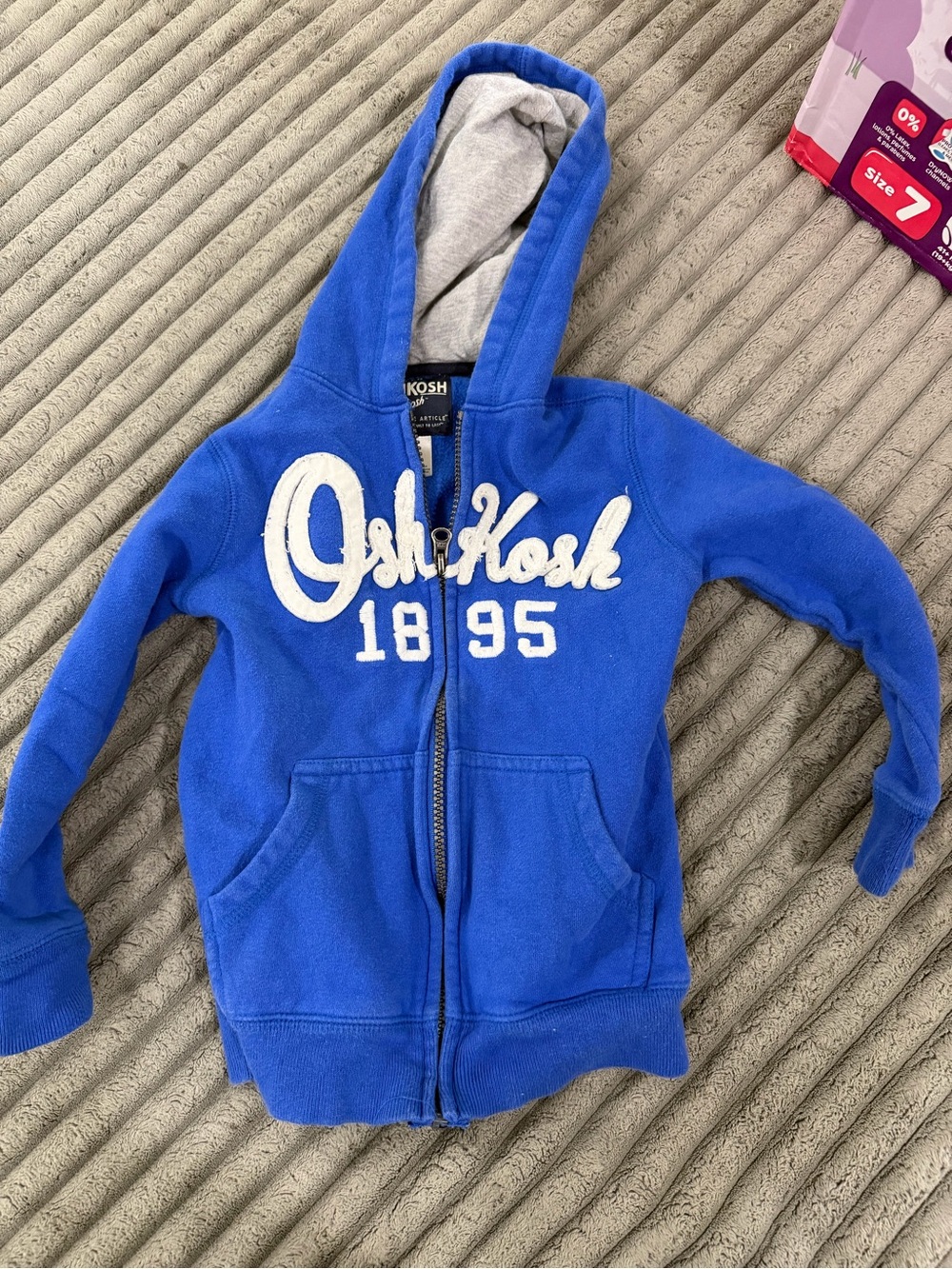 OshKosh B'gosh Royal Blue Hooded Zip Sweatshirt with White Logo